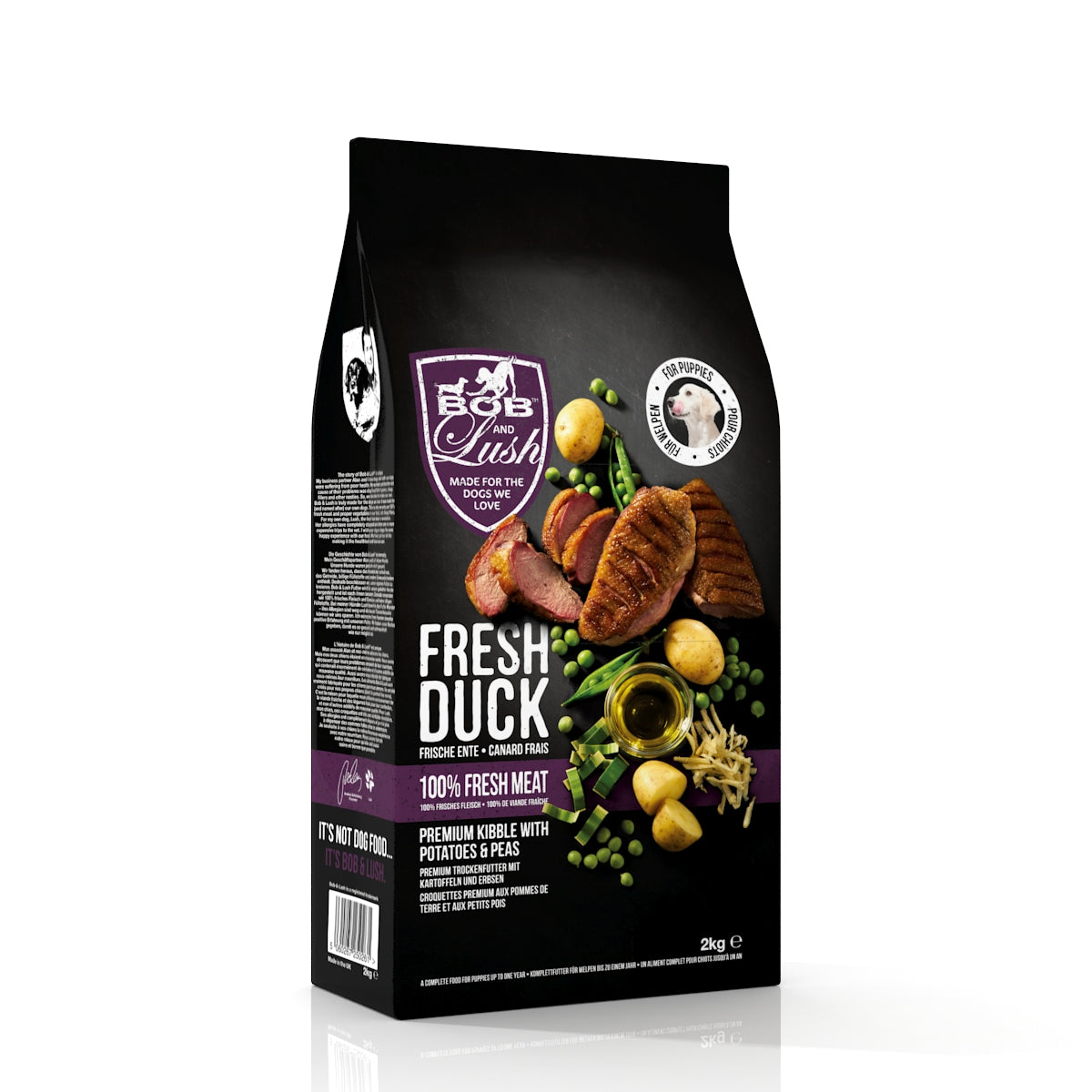 Bob & Lush Grain-Free Dry Puppy & Junior Dry Dog Food- Delicious 60% Duck Kibble