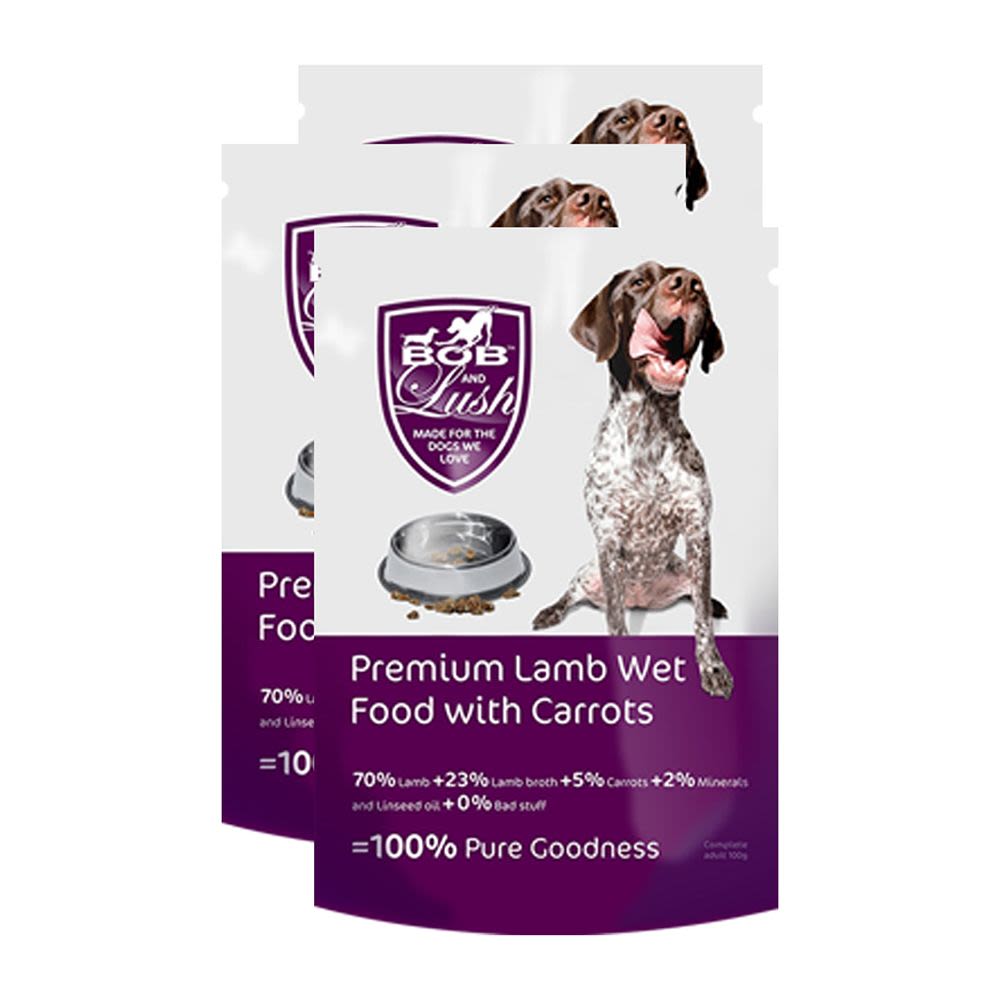 Bob & Lush Grain-Free Wet Adult Dog Food- 70% Luscious Lamb 20 x 100g